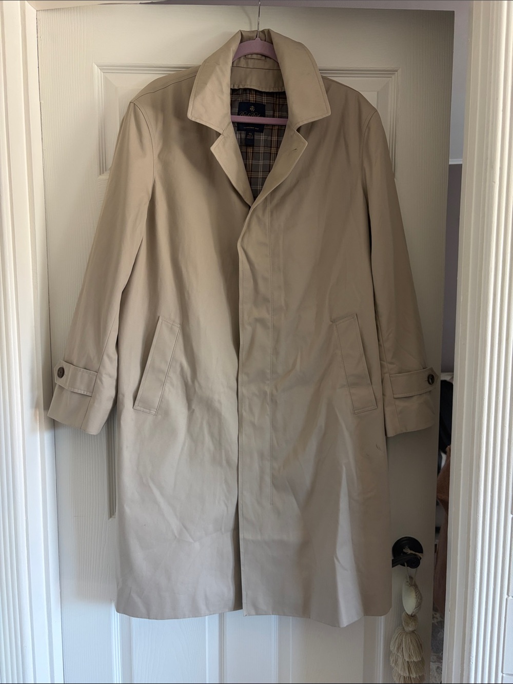 Brooks Brothers Vintage Classic Beige Men’s Single-Breasted Trench Coat Size 42L